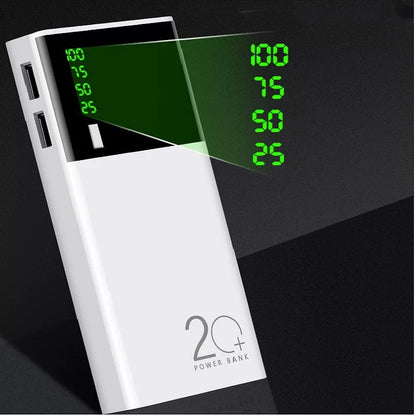 Power Bank 20000mAh Alta Capacidad | Cargador Portátil Rápido con Batería 18650 y Diseño Compacto