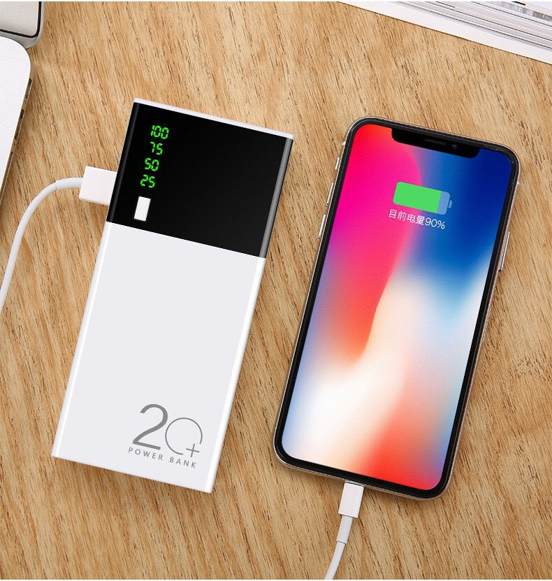 Power Bank 20000mAh Alta Capacidad | Cargador Portátil Rápido con Batería 18650 y Diseño Compacto