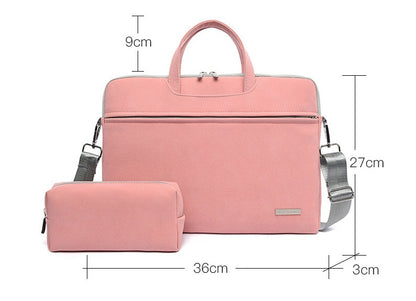 Bolso para Portátil de Cuero PU Impermeable – Maletín Elegante con Correa de Hombro para Laptop 13” 14” 15.6”