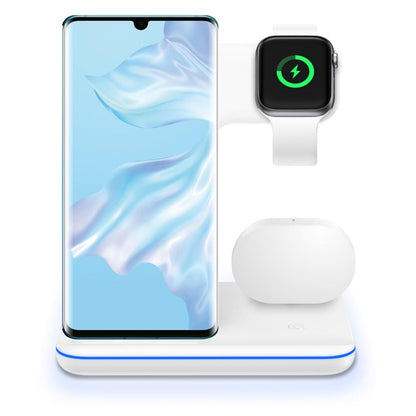 Cargador Inalámbrico 3 en 1 para Móvil, Smartwatch y Auriculares | Soporte de Carga Rápida con Luz Inteligente – Compatible Apple & Android