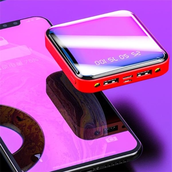 Mini Power Bank 20.000mAh con Pantalla Espejo Digital | Cargador Portátil Compacto Multi-Salida USB