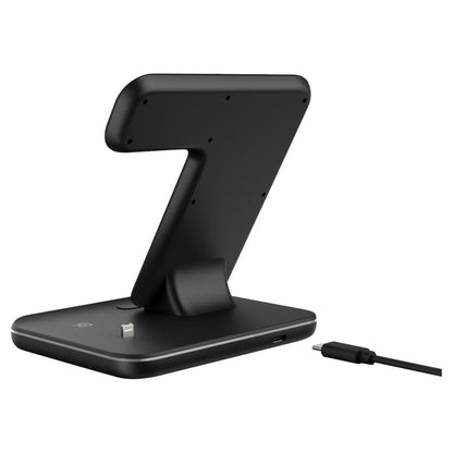 Cargador Inalámbrico 3 en 1 para Móvil, Smartwatch y Auriculares | Soporte de Carga Rápida con Luz Inteligente – Compatible Apple & Android