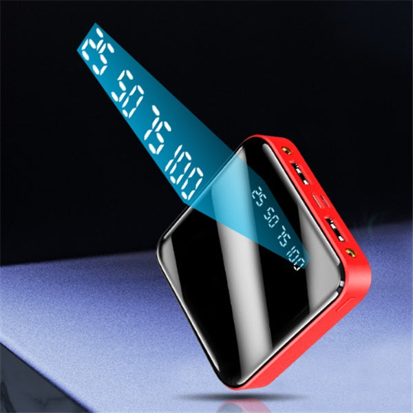 Mini Power Bank 20.000mAh con Pantalla Espejo Digital | Cargador Portátil Compacto Multi-Salida USB