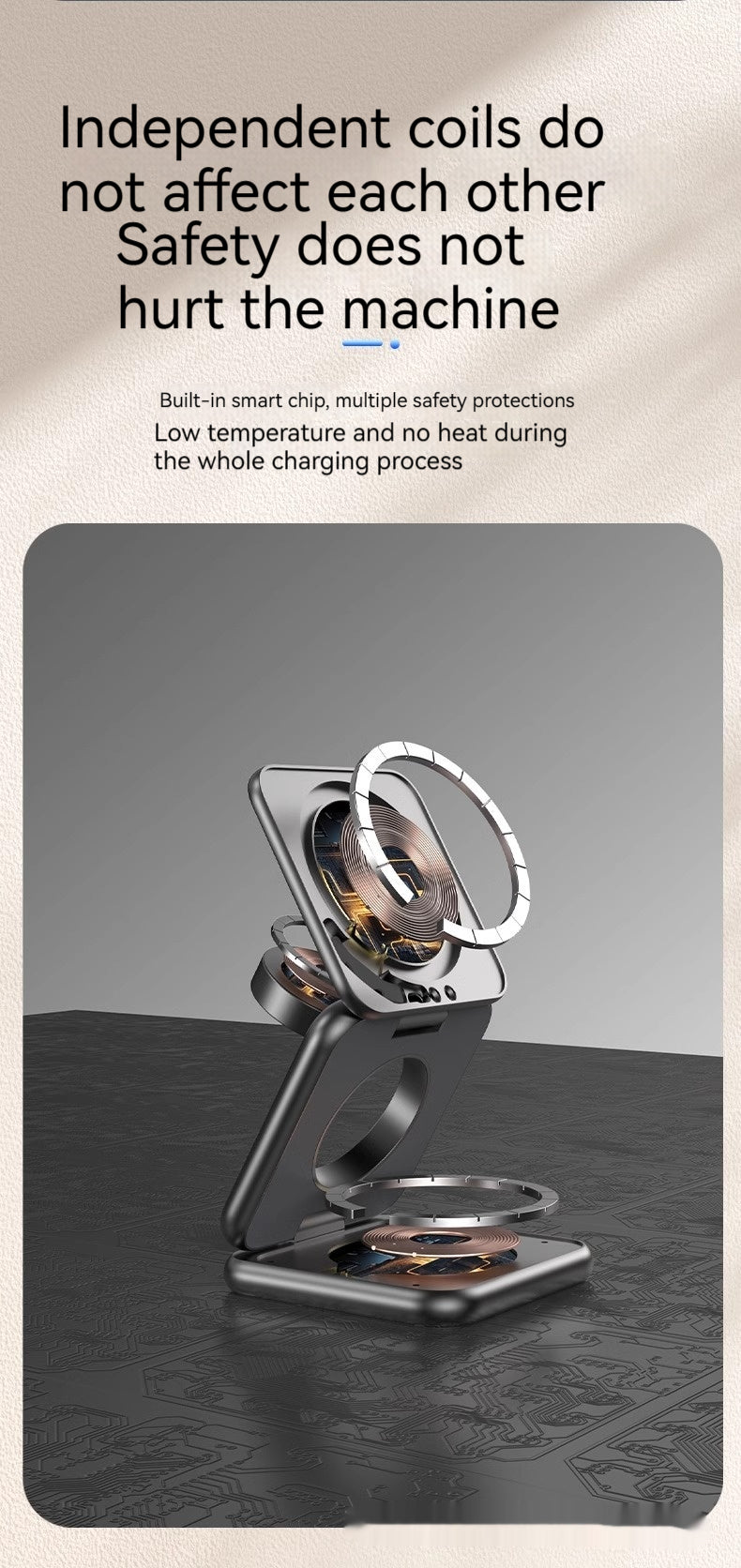 Soporte Magnético Plegable con Cargador Inalámbrico 15W – Carga Rápida QC3.0 para Smartphone