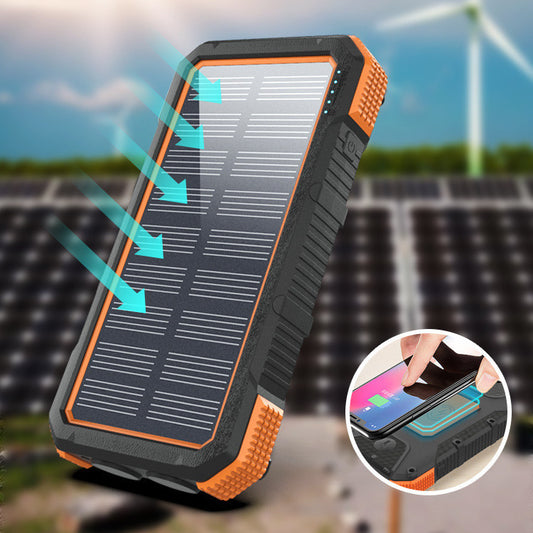 Power Bank Solar con Brújula y Carga Rápida | 20,000–26,800 mAh | Batería Externa de Alta Resistencia para Camping y Emergencias