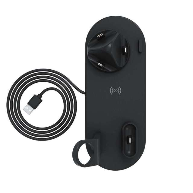 Estación de Carga Rápida 4 en 1 | Base para iPhone, AirPods y Smartwatch con Carga Inalámbrica 10W