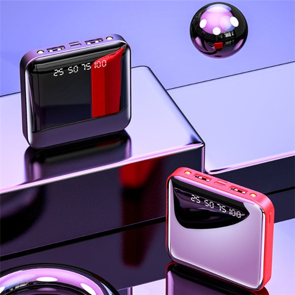 Mini Power Bank 20.000mAh con Pantalla Espejo Digital | Cargador Portátil Compacto Multi-Salida USB