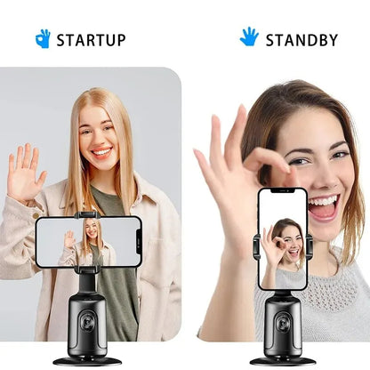 Gimbal Inteligente 360° con Seguimiento Facial AI – Soporte Automático para Móvil sin App, Ideal para Vlog, Directos y Vídeos