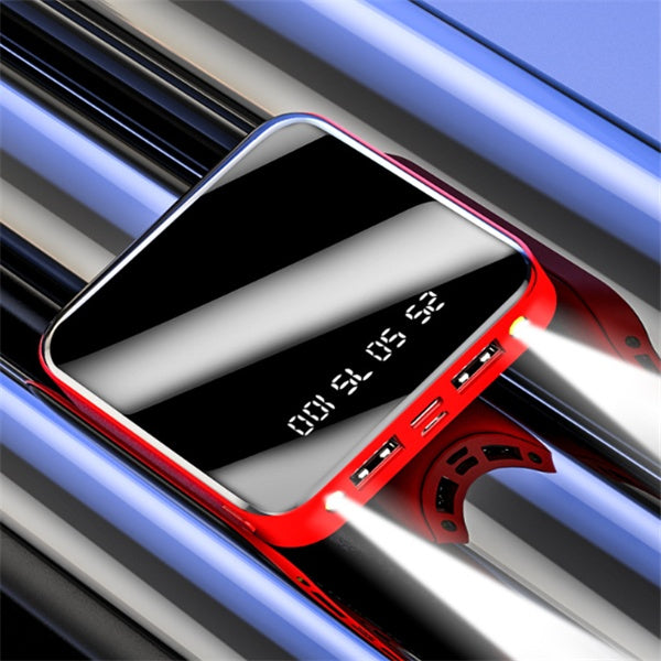 Mini Power Bank 20.000mAh con Pantalla Espejo Digital | Cargador Portátil Compacto Multi-Salida USB