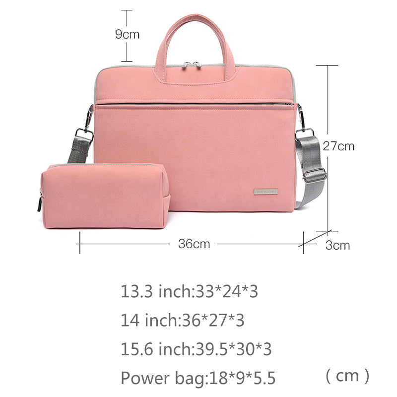 Bolso para Portátil de Cuero PU Impermeable – Maletín Elegante con Correa de Hombro para Laptop 13” 14” 15.6”