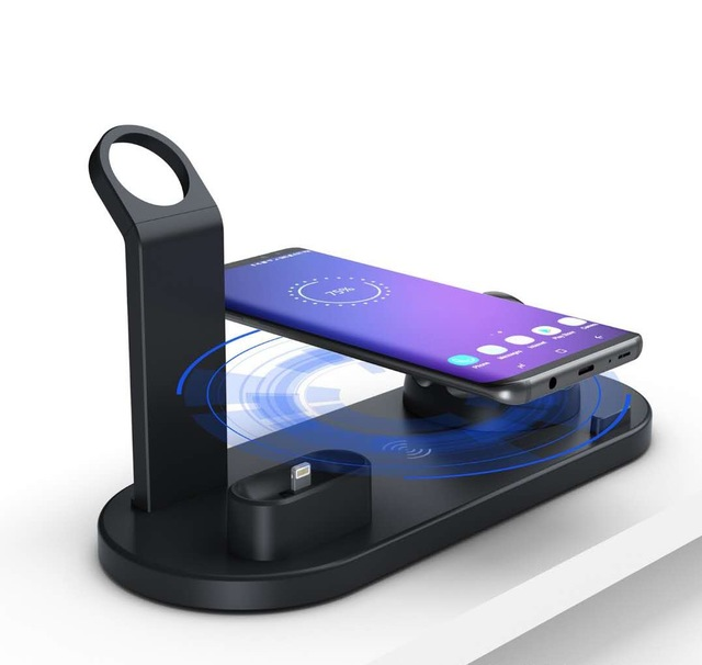 Estación de Carga Rápida 4 en 1 | Base para iPhone, AirPods y Smartwatch con Carga Inalámbrica 10W