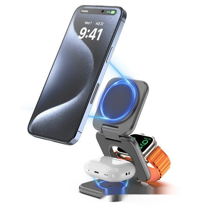 Soporte Magnético Plegable con Cargador Inalámbrico 15W – Carga Rápida QC3.0 para Smartphone