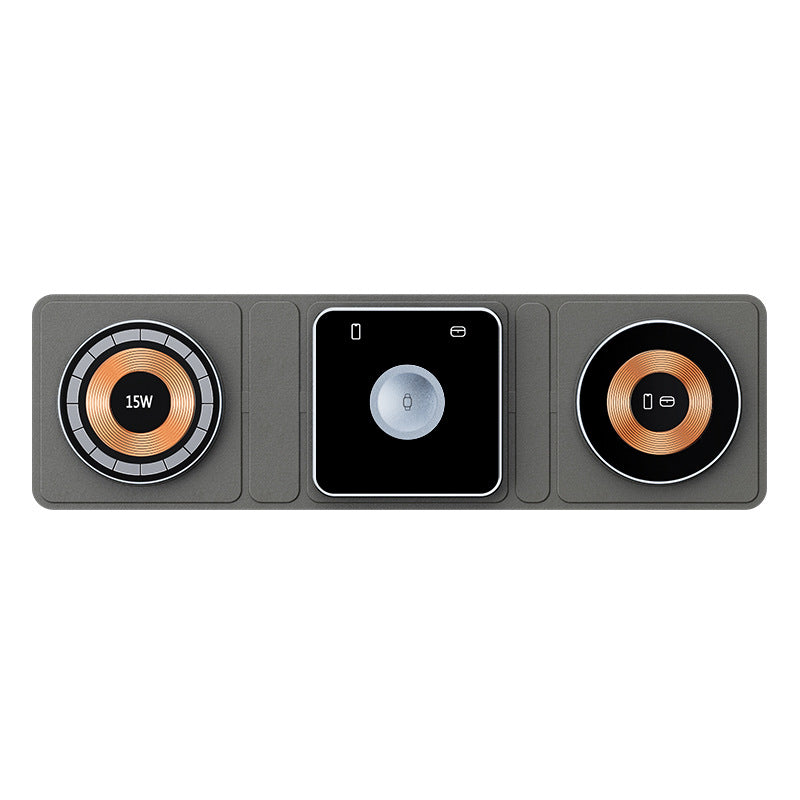 Caricabatterie wireless magnetico pieghevole 3 in 1 da 15 W – Compatibile con iPhone, Apple Watch e AirPods | Design trasparente e ricarica rapida