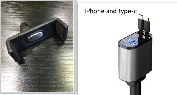 Cargador de Coche Metálico 100W con Cable Retráctil – Carga Súper Rápida USB y Type-C | Pantalla Digital