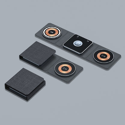 Caricabatterie wireless magnetico pieghevole 3 in 1 da 15 W – Compatibile con iPhone, Apple Watch e AirPods | Design trasparente e ricarica rapida