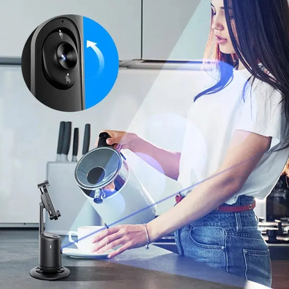 Gimbal Inteligente 360° con Seguimiento Facial AI – Soporte Automático para Móvil sin App, Ideal para Vlog, Directos y Vídeos