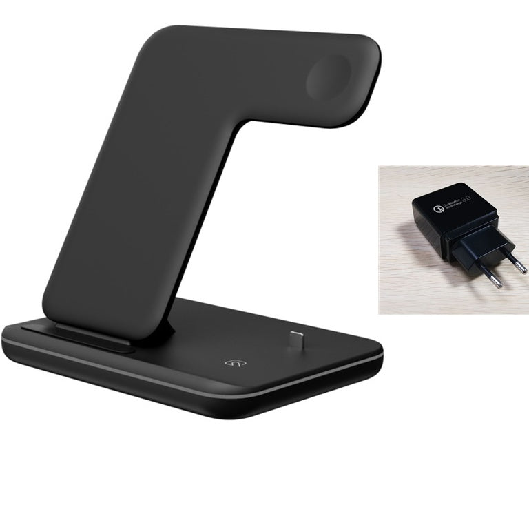 Cargador Inalámbrico 3 en 1 para Móvil, Smartwatch y Auriculares | Soporte de Carga Rápida con Luz Inteligente – Compatible Apple & Android