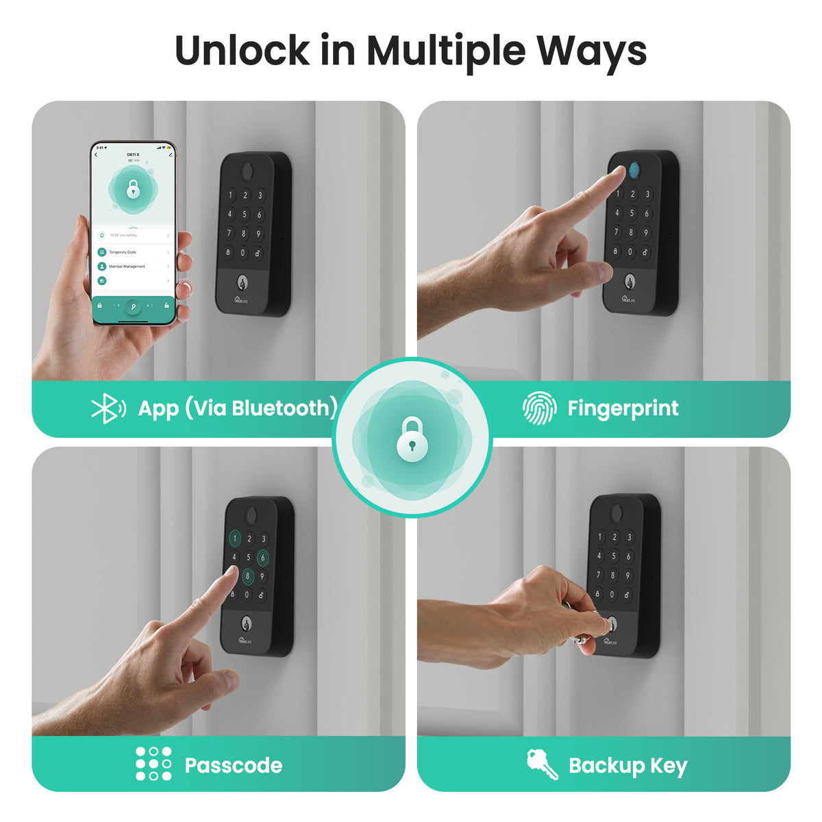 Cerradura Inteligente WiFi + Bluetooth con Huella Digital, Teclado y App | Auto-Lock, Acceso 5-en-1, Compatible con Alexa/Google