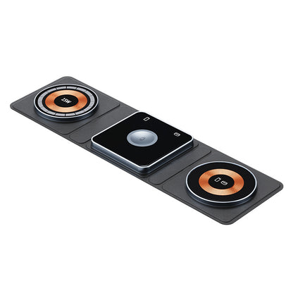 Caricabatterie wireless magnetico pieghevole 3 in 1 da 15 W – Compatibile con iPhone, Apple Watch e AirPods | Design trasparente e ricarica rapida