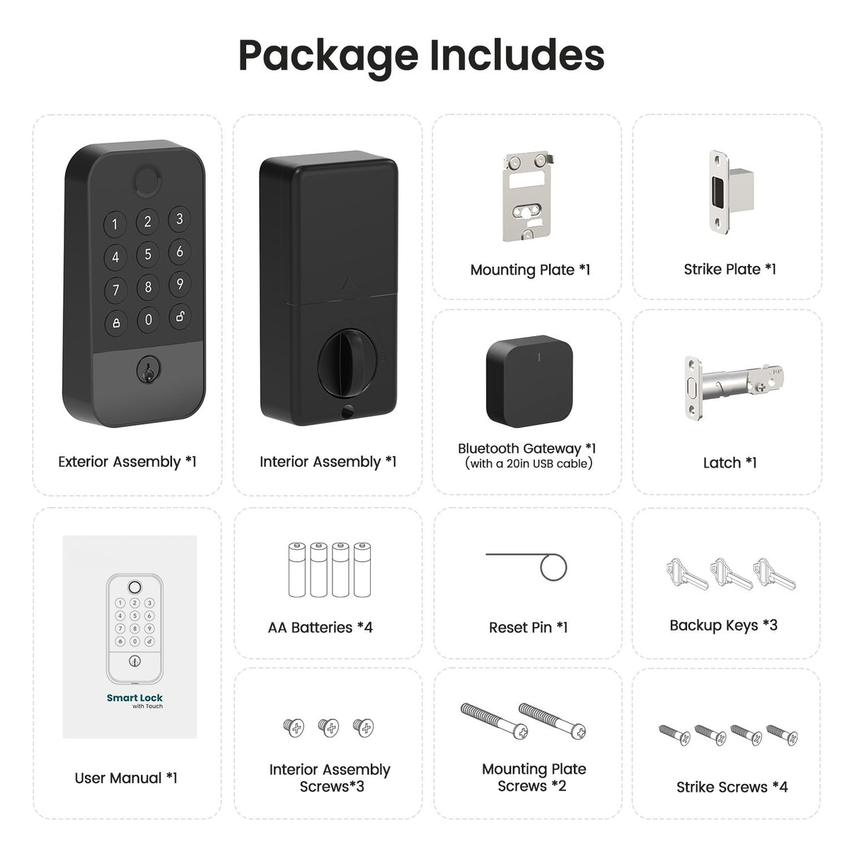 Cerradura Inteligente WiFi + Bluetooth con Huella Digital, Teclado y App | Auto-Lock, Acceso 5-en-1, Compatible con Alexa/Google