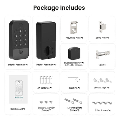 Cerradura Inteligente WiFi + Bluetooth con Huella Digital, Teclado y App | Auto-Lock, Acceso 5-en-1, Compatible con Alexa/Google