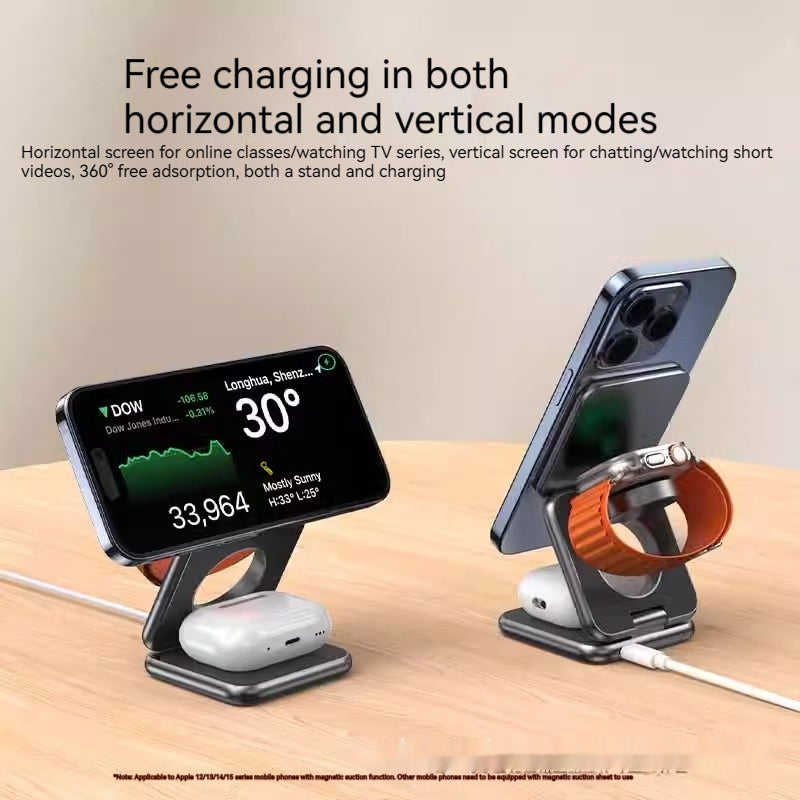 Soporte Magnético Plegable con Cargador Inalámbrico 15W – Carga Rápida QC3.0 para Smartphone