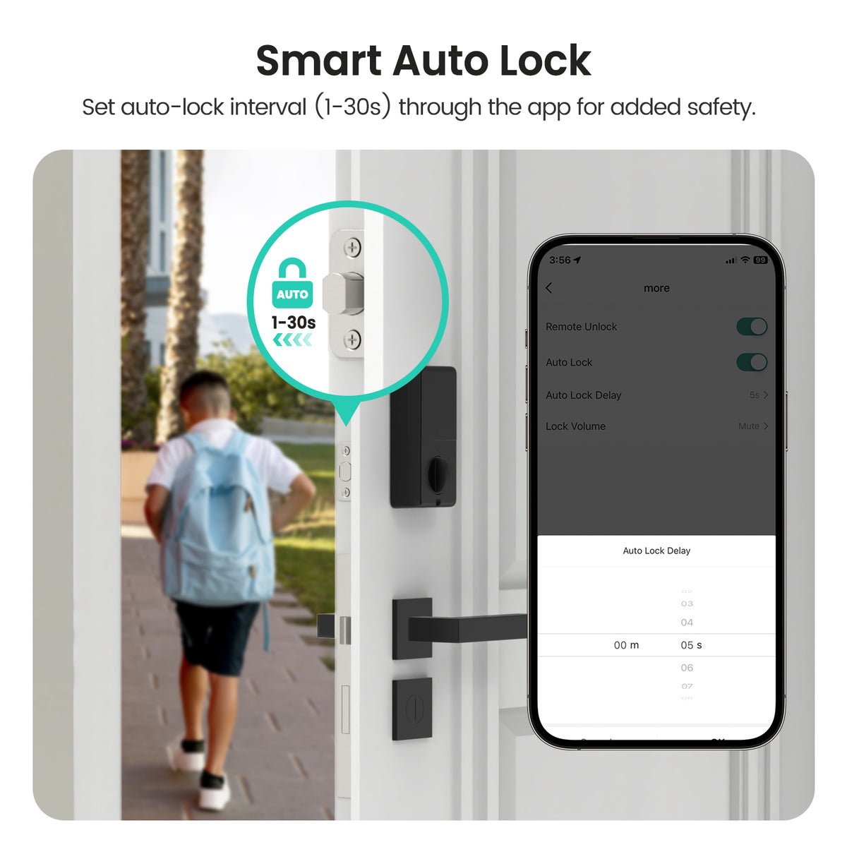Cerradura Inteligente WiFi + Bluetooth con Huella Digital, Teclado y App | Auto-Lock, Acceso 5-en-1, Compatible con Alexa/Google