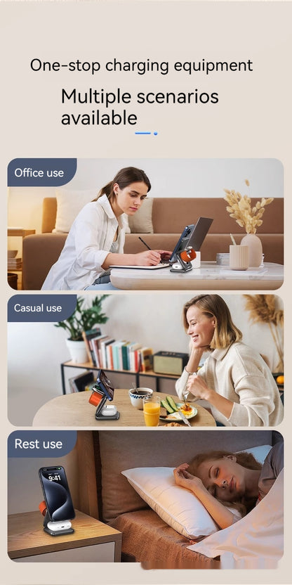 Soporte Magnético Plegable con Cargador Inalámbrico 15W – Carga Rápida QC3.0 para Smartphone