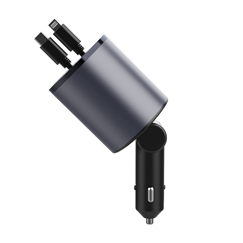 Cargador de Coche Retráctil 100W – Carga Rápida para Móviles y Dispositivos Digitales | Pantalla de Voltaje