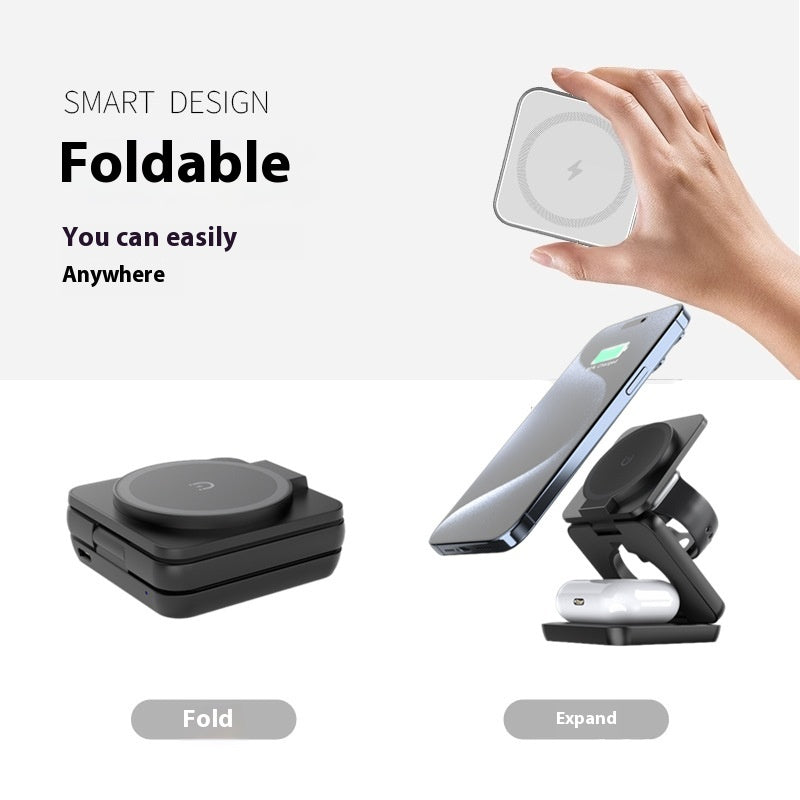 Soporte Magnético Plegable con Cargador Inalámbrico 15W – Carga Rápida QC3.0 para Smartphone